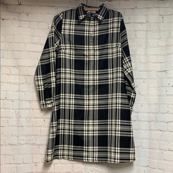 geysir Dresses & Skirts - Geysir Icelandic Black Cream Plaid Wool Shirt Dress Size S 38”​